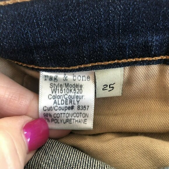 Rag and Bone "The Crop Jean" in Alderly Raw Hem Woman's Sz 25 Sold on REVOLVE - Picture 7 of 11